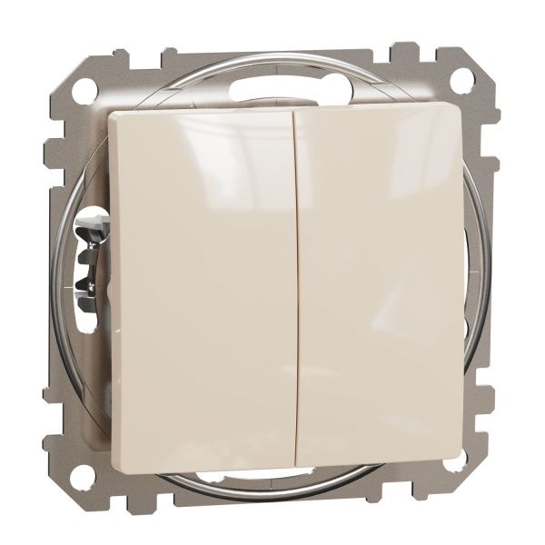 Вимикач двоклавішний Schneider Electric Sedna Design без підсвітки 10 А 250В бежевий SDD112105