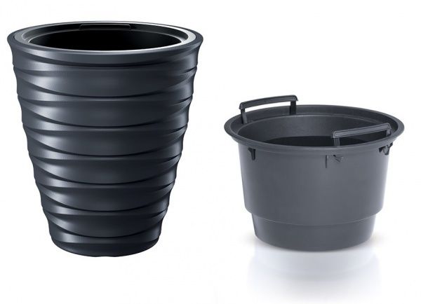 Горшок для цветов Prosperplast FREZE 400 мм круглый антрацит 