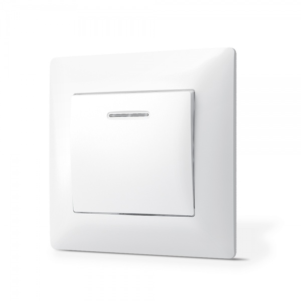 Вимикач пластик одноклавішний TITANUM Standart з підсвіткою TF-ST-SW1L-W