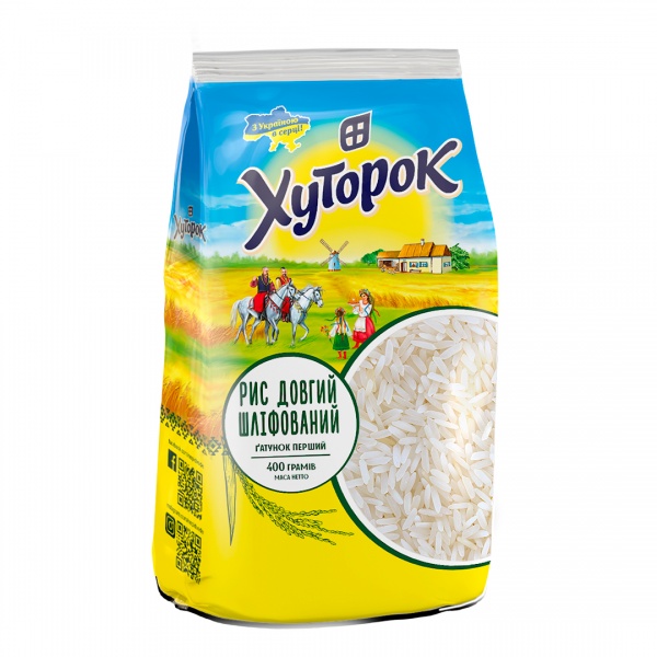 Рис ТМ Хуторок 400 г довгий шліфований 
