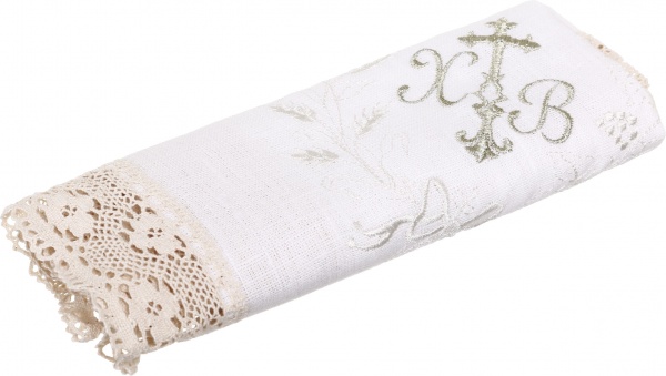 Серветка святкова з мереживом (7 см) 40x40 см білий із малюнком 