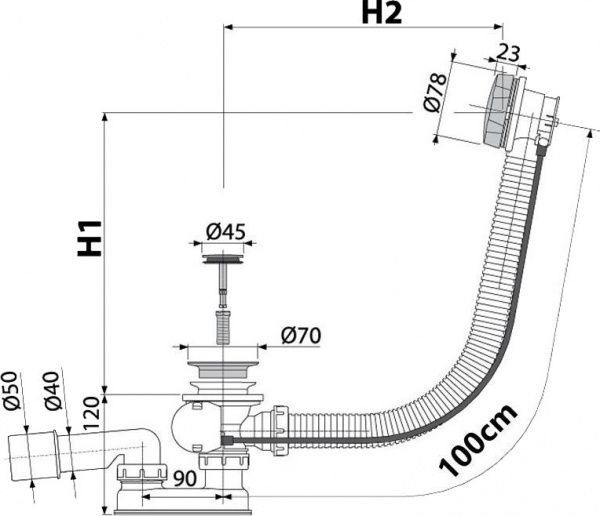 Сифон для ванны Alca Plast