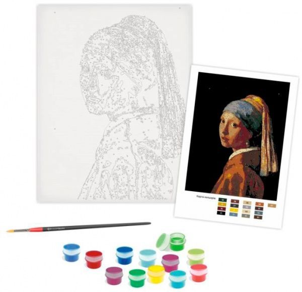 Набір, техніка акриловий живопис за номерами Дівчина з перловою сережкою Rosa Start 