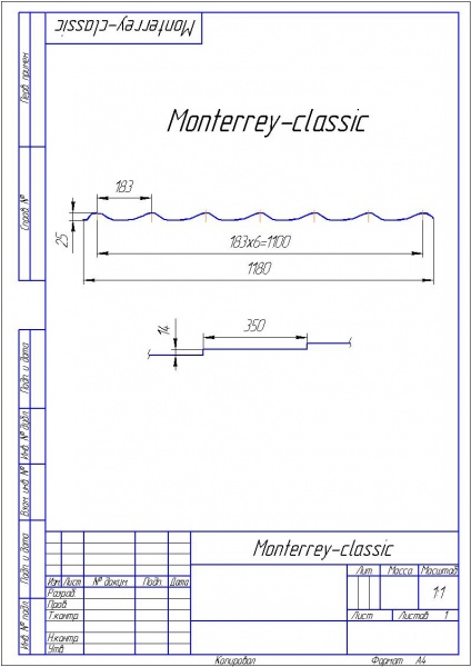 Металочерепиця PSM PROFILE PSM 1180x2250 мм RAL 6005 зелена 0,45 мм 