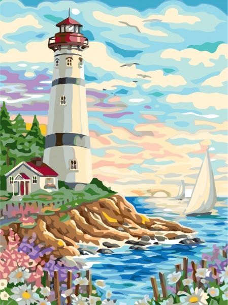 Холст на картоне с контуром Пейзаж №36 30x40 см Rosa Start 