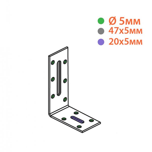 Кутник регульований Kolchuga асиметричний 80x55x30 мм 2 мм