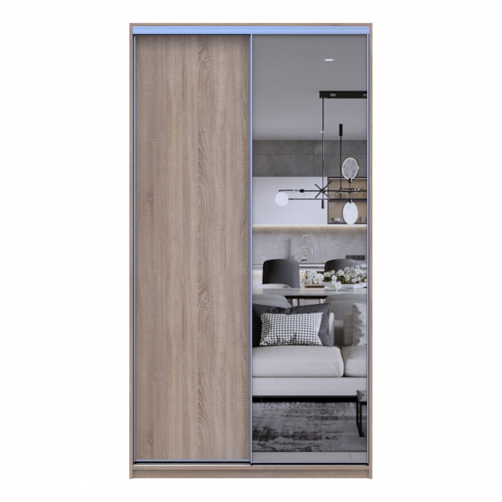 Шафа-купе Сіті Лайт Doros ДСПдзеркало 1,2 м 1200x450x2250 мм дуб сонома двері ДСП/дзеркало