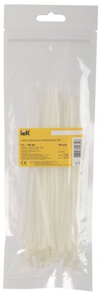 Хомут пластиковий IEK 2.5х180 мм (100 шт./уп.) UHH31-D025-180-100 білий 