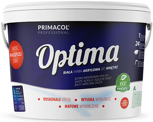 Краска интерьерная водоэмульсионная Primacol Professional Optima мат белый 2,7л 
