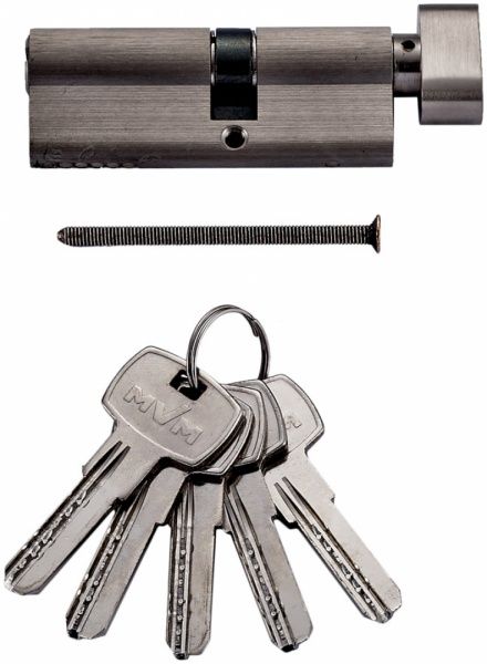 Цилиндр MVM Р6Р 45x35 ключ-вороток 80 мм матовый никель