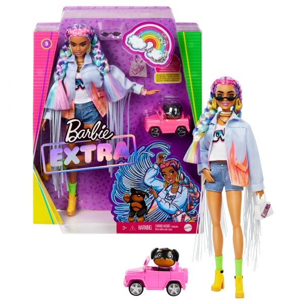 Кукла Barbie Экстра с радужными косичками