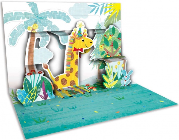 Открытка поздравительная POP-UP с 3D-рисунком внутри и с конвертом 