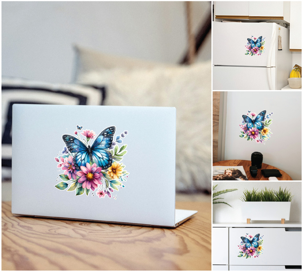 Декоративна наліпка Наш Декупаж Метелик з квітами А4 29,7x21 см