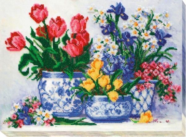 Набор для вышивания бисером на натуральном художественном холсте Душистый хоровод АВ-470 Абрис Арт 