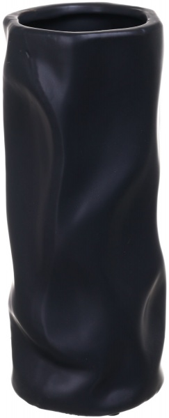 Ваза керамическая черная Rumpled 10х24 см