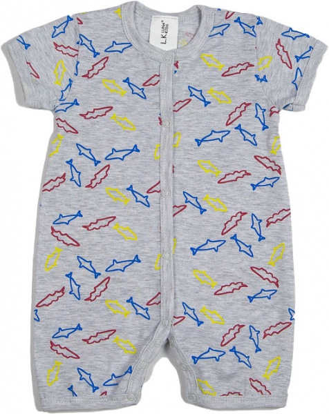 Песочник для мальчика Luna Kids Акули р.86 серый меланж 