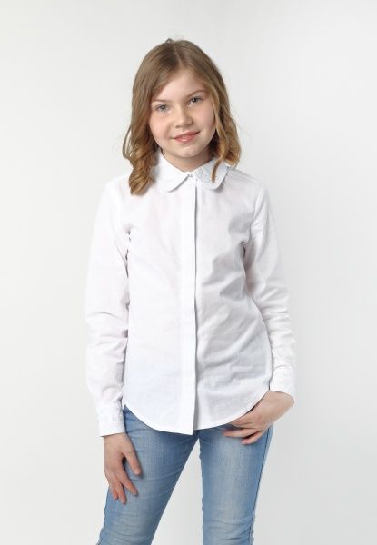 Блуза Гармонiя Классические цветы р.158 белый/белый 