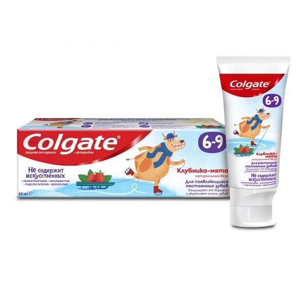 Детская зубная паста Colgate с фтором Клубника-мята от 6 до 9 лет 60 мл