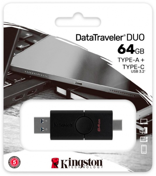 Флеш-пам'ять USB Kingston 64 ГБ USB 3.2 USB Type-C black (DTDE/64GB) 