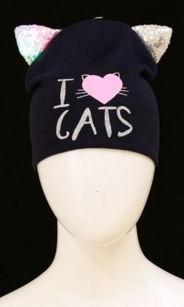 Шапочка дитяча для дівчинки Kraft 343-Т р.46-48 темно-синій 