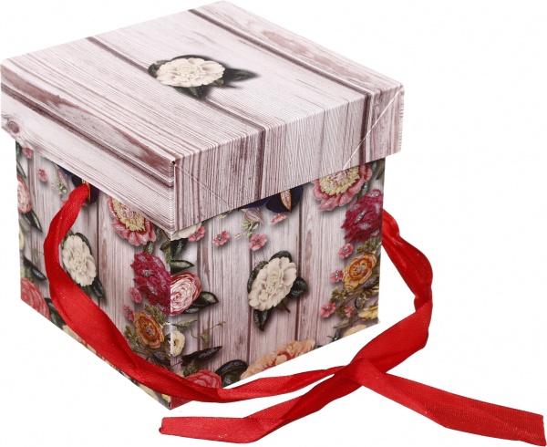 Коробка складная Цветы/сердца 10,8x10,8x10,8 см (EBXSS9850)