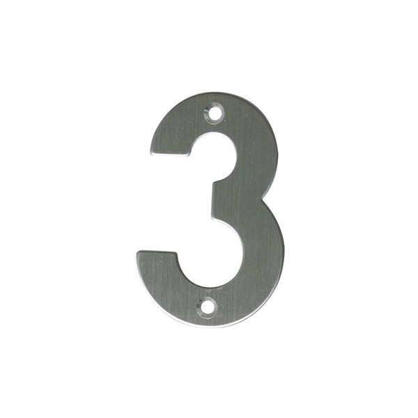 Цифра «3» нержавіюча сталь сірий 100 мм Amig 6771