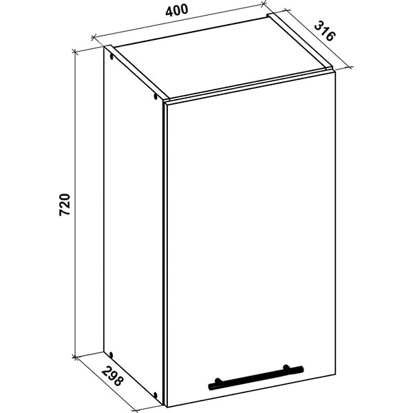 Шкаф верхний МС 7EVEN В 400/720/316 бежевый глянец Грейд
