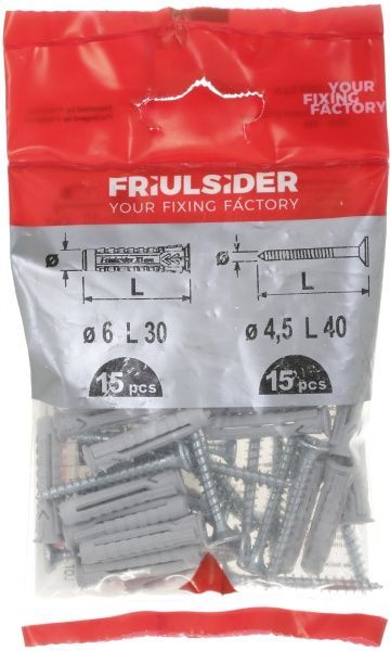 Дюбель универсальный с универсальным шурупом 6x30 мм 15 шт. Friulsider