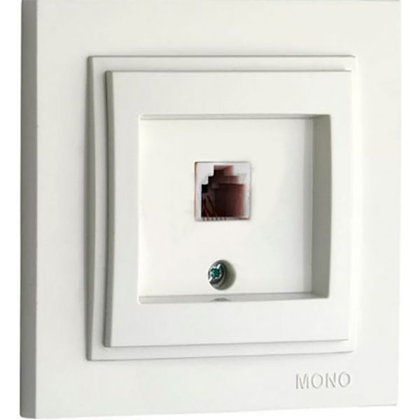 Розетка телефонная с заземлением Mono Despina без шторок без крышки белый 102-190005-124