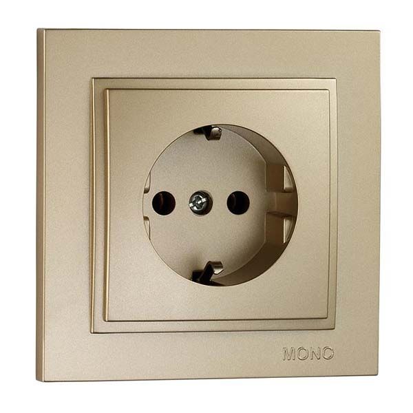 Розетка із заземленням Mono Despina без шторок без кришки бронзовий 102-232321-117