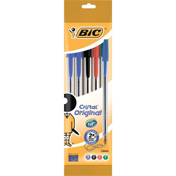 Набор ручек шариковых BIC Cristal 4 цвета 