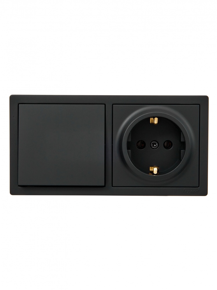 Розетка + выключатель одноклавишный Lezard LETO антрацит 752-4200-170BAP