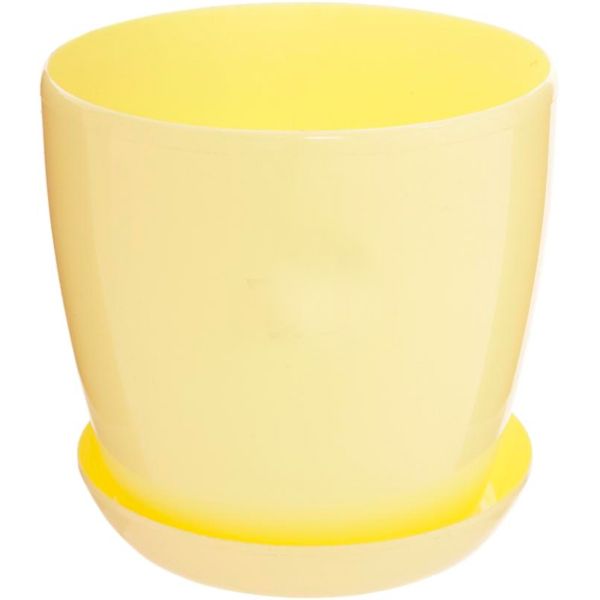 Горшок пластиковый Омела глянцевый круглый 0,8л желтый 