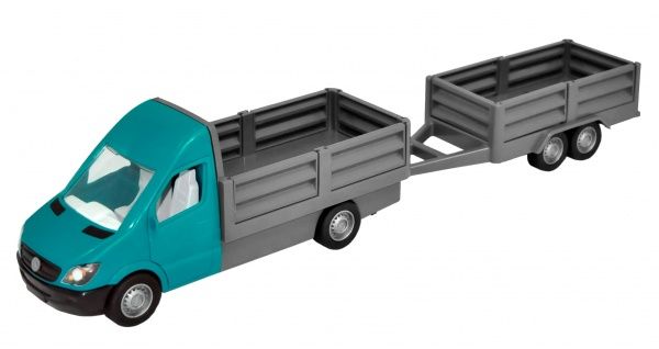 Машинка Тигрес Mercedes-Benz Sprinter бортовий з причепом ціан 1:24 39668