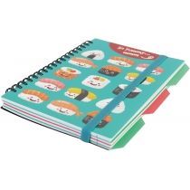 Блокнот Sushi B6 спіраль з роздільниками 100 арк. клітинка O20358-08 Optima