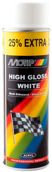 Фарба аерозольна універсальна біла Motip 500 мл 4004