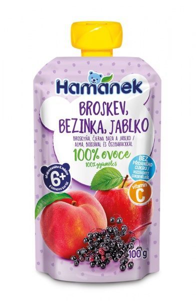 Пюре Hamanek Яблуко з персиком і бузиною 100 г 