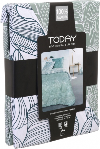 Комплект постільної білизни Laval 2.0 зелений із білим Today 