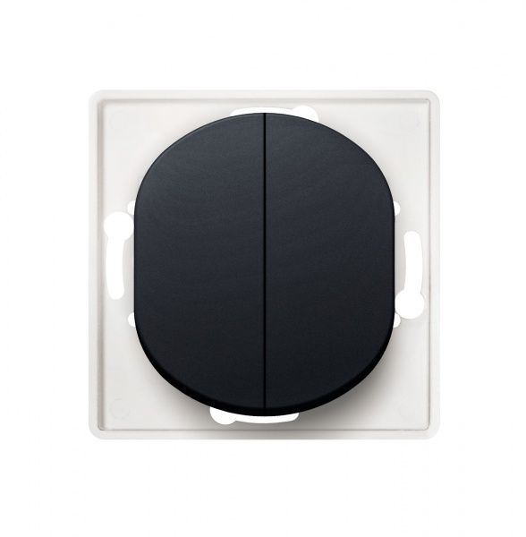 Механізм розетки прохідний двоклавішний Aling-Conel Eon без підсвітки 16 А 250В чорний глянець E6072.E