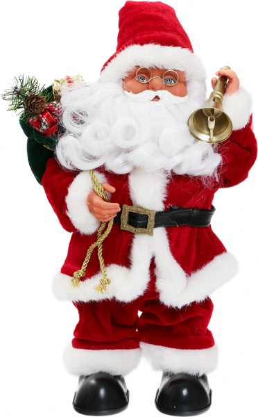 Декоративна фігура Дід Мороз із дзвіночком червоний 36 см 