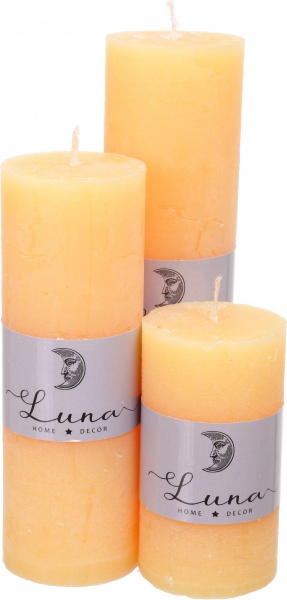 Свеча Рустик цилиндр желтый C5516-121 Luna