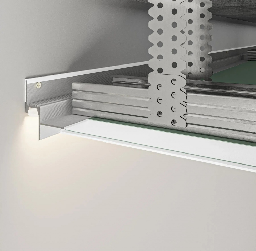 Профиль теневого шв АЛЮПРО с LED каналом ПАС-3410 RAL-9016 мат 3м