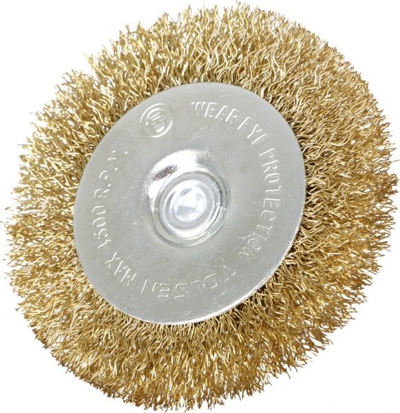 Щітка дискова 75мм х 6.4мм, гофрований латунований дріт 0.3мм Tolsen 77542
