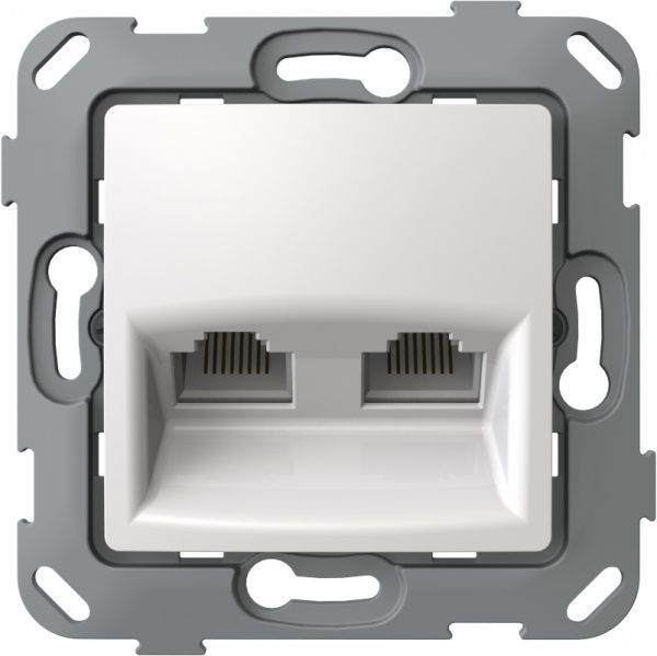 Розетка компьютерная двойная Plank Electrotechnic Classic/Nordic белый PLK0741031