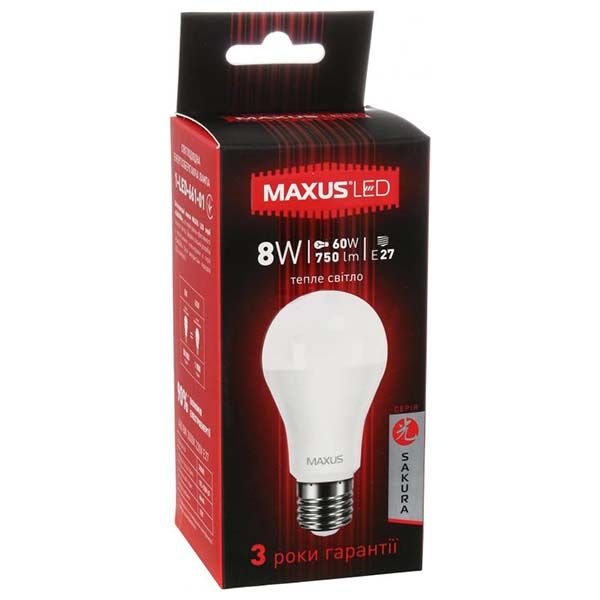 Лампа LED Maxus Sakura A60 Е27 8 Вт 3000K 