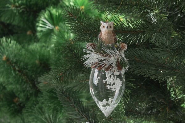 Елочная игрушка Сосулька с совой 18 см 