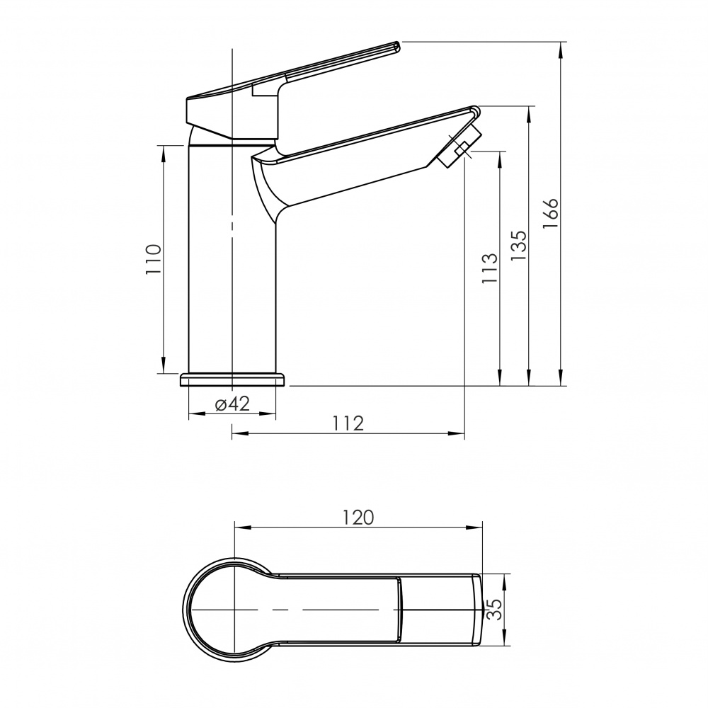 Смеситель для умывальника RJ JURA, хром, 35 мм
