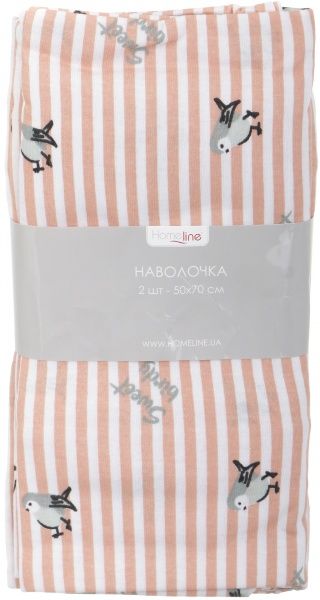 Набор наволочек Птички на ленте 70x50 см розовый с принтом Homeline 