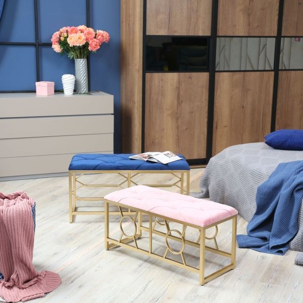 Банкетка декоративная 80х30х39 см синяя 