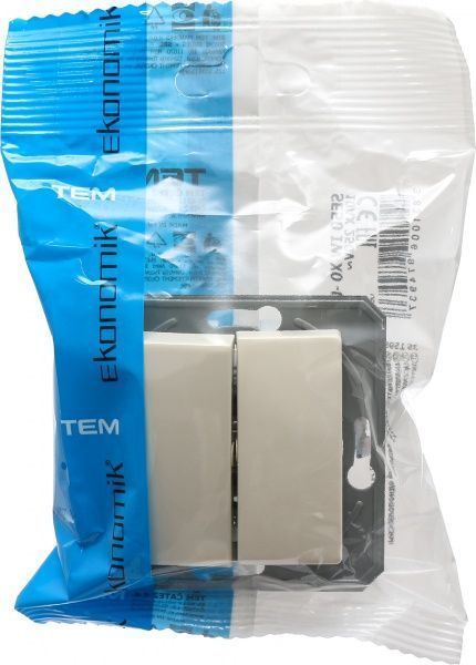 Вимикач двоклавішний TEM Ekonomik без підсвітки 10 А 250В слонова кістка SE50IWXO-U